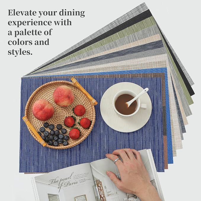 Leetaltree 6PC Grey& 6PC Beige Placemats Set of 12 - Image 9