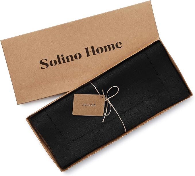 Solino Home Linen Black Table Runner 60 Inches - Image 5