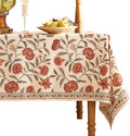 ISAENNE Designer French Extra Long Rectangular Tablecloth, Linen Orange Floral by Isaennehomedecoration