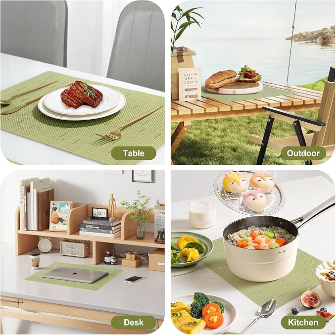 Placemats Set of 8，Christmas Non-Slip PVC Weave Table Mats Easy to Clean，Heat - Image 7