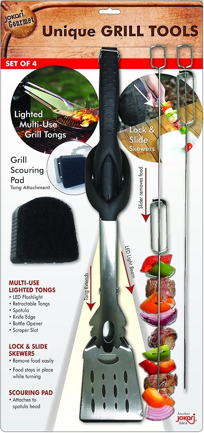 Jokari Pro Grade 6 in 1 Lighted Grill Set. All In One Industrial Strength Tool by Jokari
