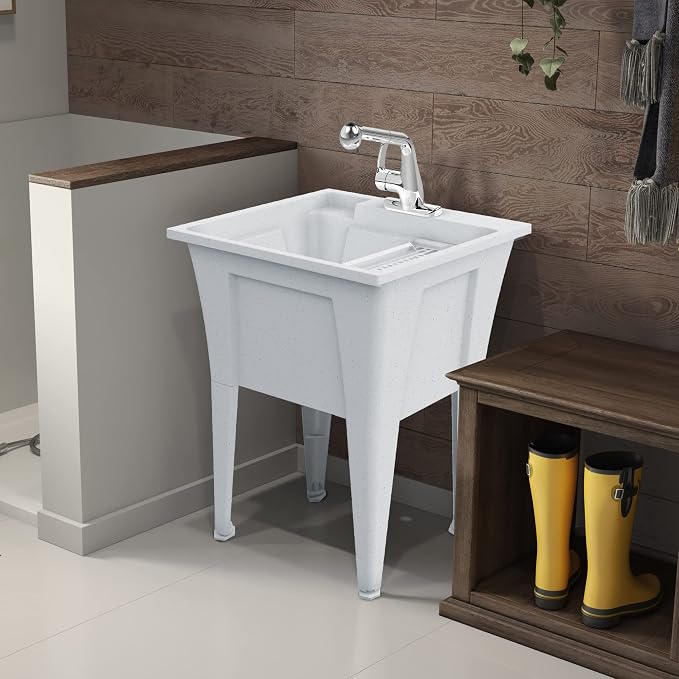 Freestanding Utility Sink with One Handle Chrome Faucet - Image 9