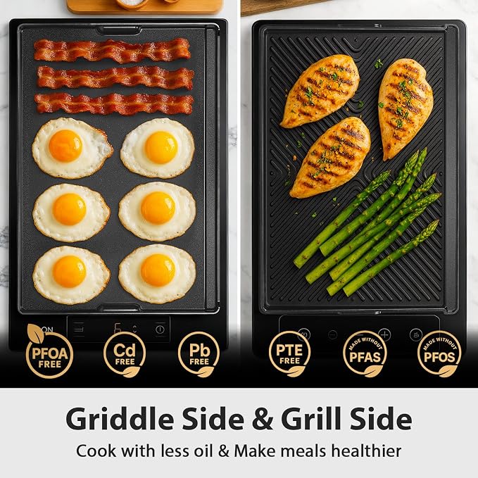 Utheer Nonstick Reversible Aluminum Ceramic Griddle 23" x 16", 70% Lighter - Image 5