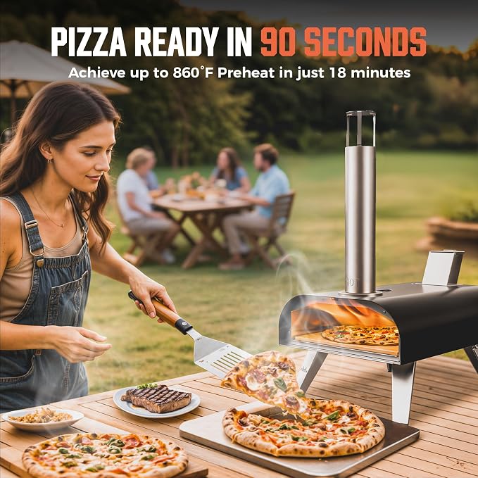 BIG HORN OUTDOORS 12" Woodfire Pizza Stone Oven, 887°F Outdoor Stainless Pizza - Image 3