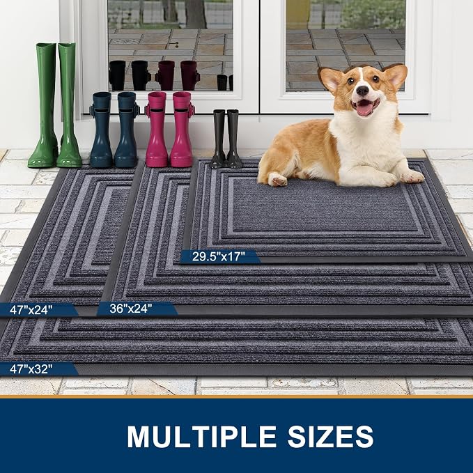 Buganda Front Door Mat Indoor Outdoor Entrance, Non-Slip Natural Rubber Doormats - Image 2