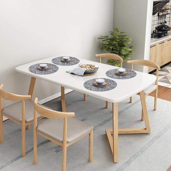 Homaxy Round Faux Leather Placemats and Coasters, Washable Dual-Side Table Mats - Image 8