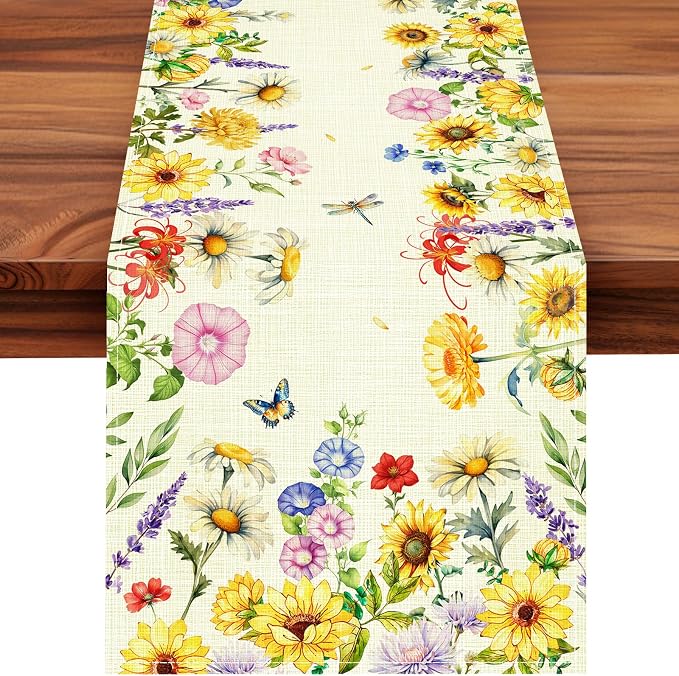 Tulip Lavender Spring Table Runner, Summer Seasonal Holiday Anniversary Kitchen by Unknown