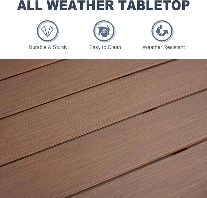 VICLLAX Patio Dining Table for 4 Square Metal Outdoor Table - Image 4