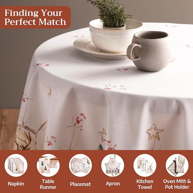 Maison d' Hermine Table Cloth Round Table 100% Cotton 69 Inches Fall Tablecloth - Image 4