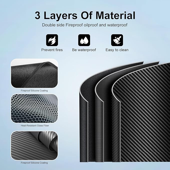 Grill Floor Mat 70x48 Inch, Oil-Proof Rubber, Double-Sided