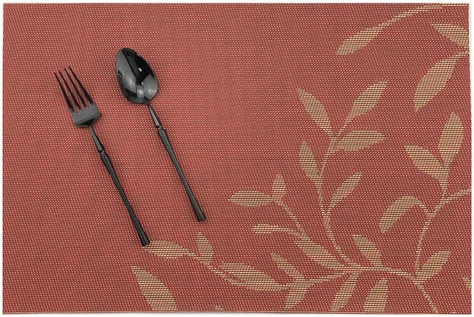 Gugrida Place Mats PVC Set of 6, Table Placemats Set of 6 PVC Woven Vinyl Place - Image 3