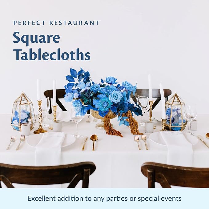 White Restaurant Quality Square 85" X 85" Tablecloths Bulk 6 Pack - Image 2