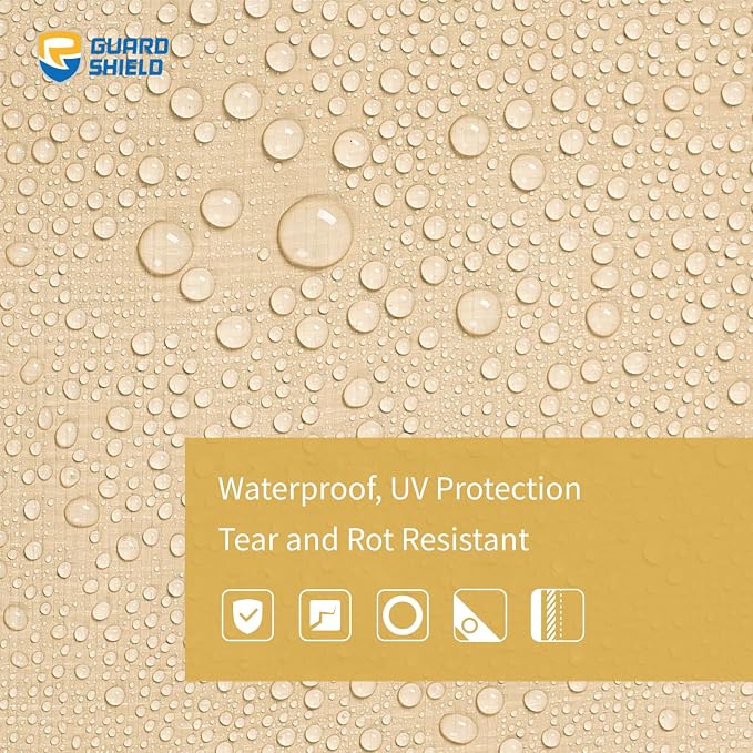 GUARD SHIELD Beige Tarp Heavy Duty Waterproof 20x40 Feet Outdoor Poly Tarps - Image 3