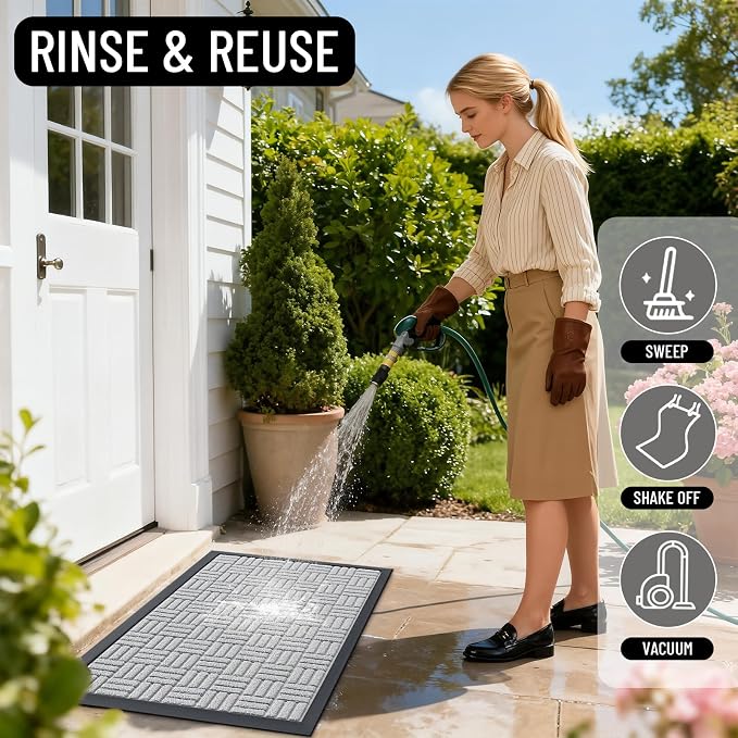 OLANLY Front Door Mat Outside Entrance 33x21, Heavy Duty Sturdy Natural Rubber - Image 8