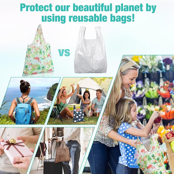 Eccliy 24 Pieces Reusable Grocery Bags Polyester Shopping Bags - Image 6