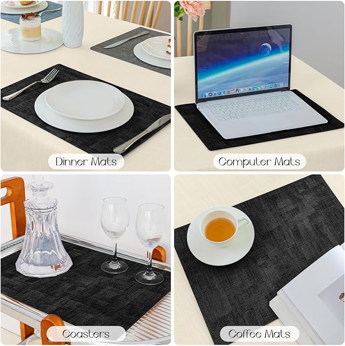 Romanstile Reversible Vinyl Placemats Set of 8, Faux Leather 100% Waterproof - Image 5