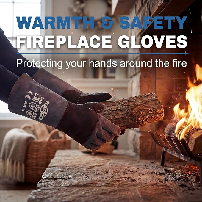 Fireplace Gloves Fire Heat Resistant: Dark-Grey 16IN 932℉ - Image 2