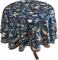 Linen 55 Inch Round Tablecloth, Wrinkle Resistant French Blue Tablecloth Print by bilingaier