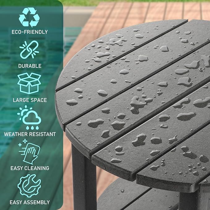 FUNBERRY Outdoor Adirondack Side Table Set of 2, 2-Tier Patio End Tables - Image 7