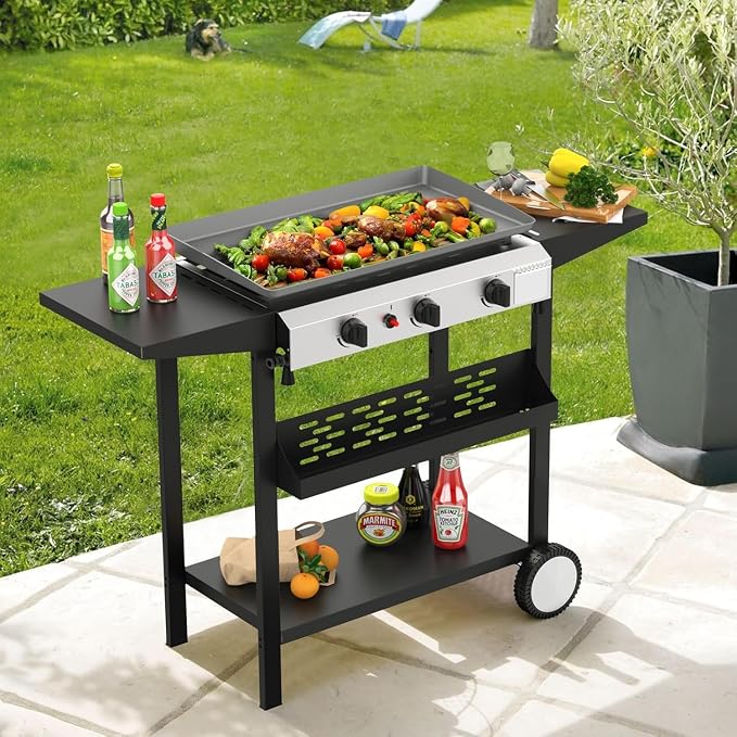 3 Burner BBQ Flat Top Grill, 25.6 Inch Stainless Steel Portable Detachable Gas - Image 5