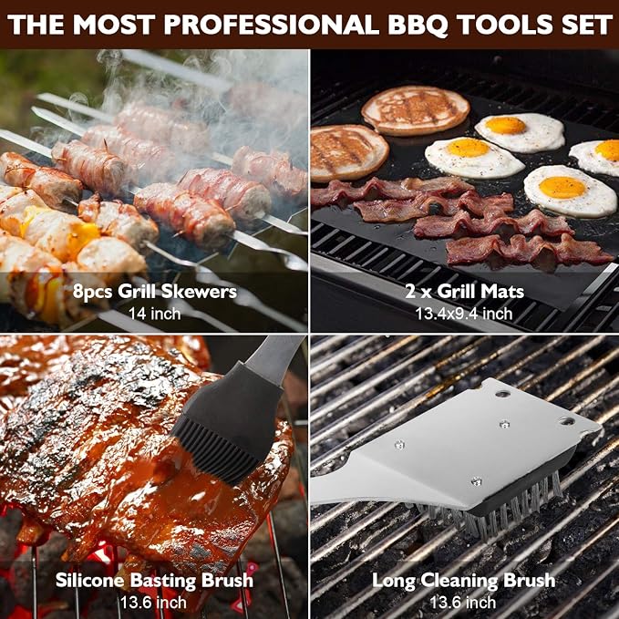 Grill Set, Grilling Gifts for Men, Tongs &Skewers, Smoker Accessories for - Image 4