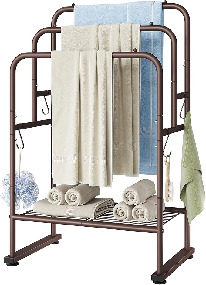 ELYKEN 40'' Tall Standing Towel Racks, 3 Tier Towel Drying Rack Outdoor by ELYKEN