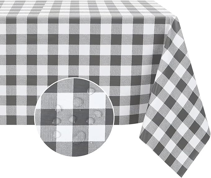 Romanstile Rectangle Vinyl Tablecloth, 100% Waterproof Buffalo Gingham Plastic by Romanstile