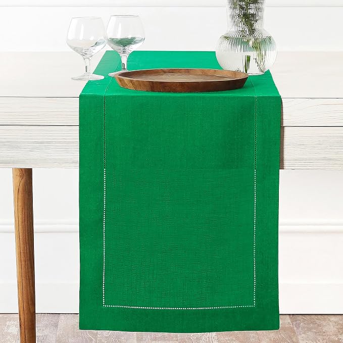D'Moksha Homes Linen Kelly Green Table Runner 84 Inches Long by DMokshaHomes