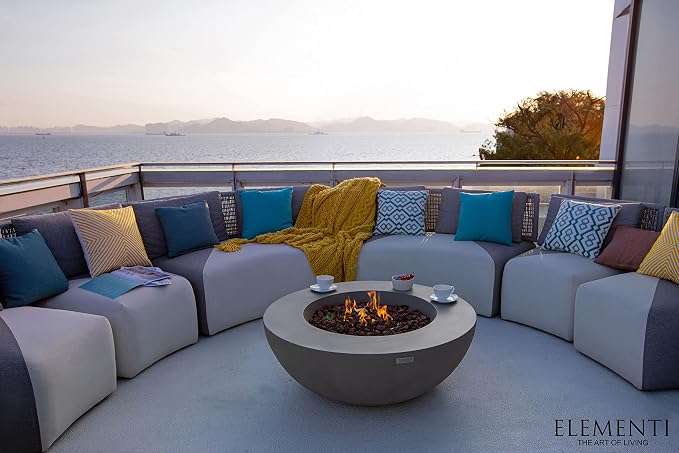 Elementi | Bundle Lunar Gas Fire Pit Cast Concrete 42" Round Fire Table - Image 6