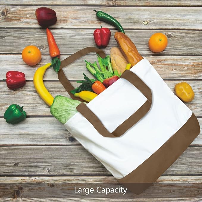 TOPDesign 3-Pack Super Strong Large 12oz Cotton Canvas Tote Bags, Reusable - Image 4