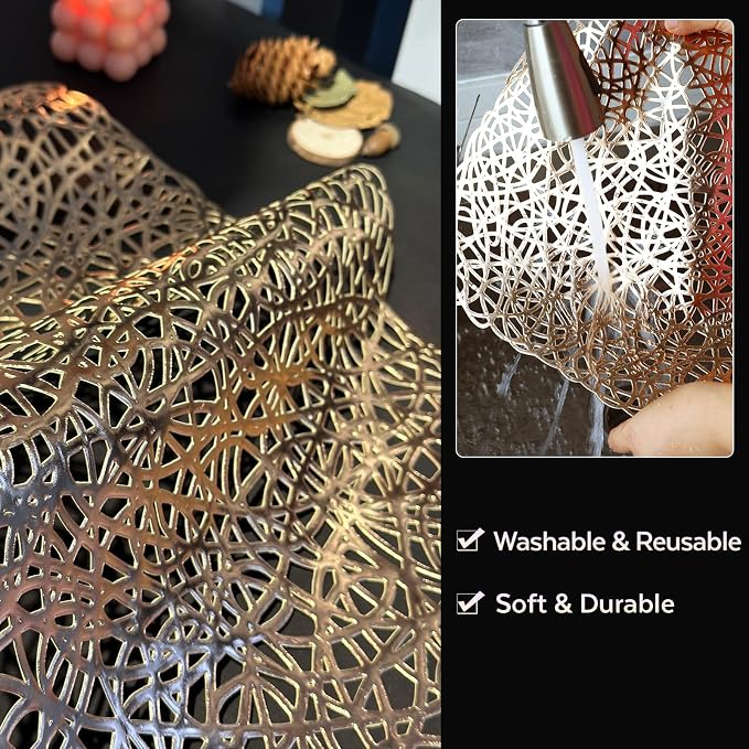 FAVE Gold Table Runners 36 Inches Heat Resistant Table Runner Flower Shaped - Image 4