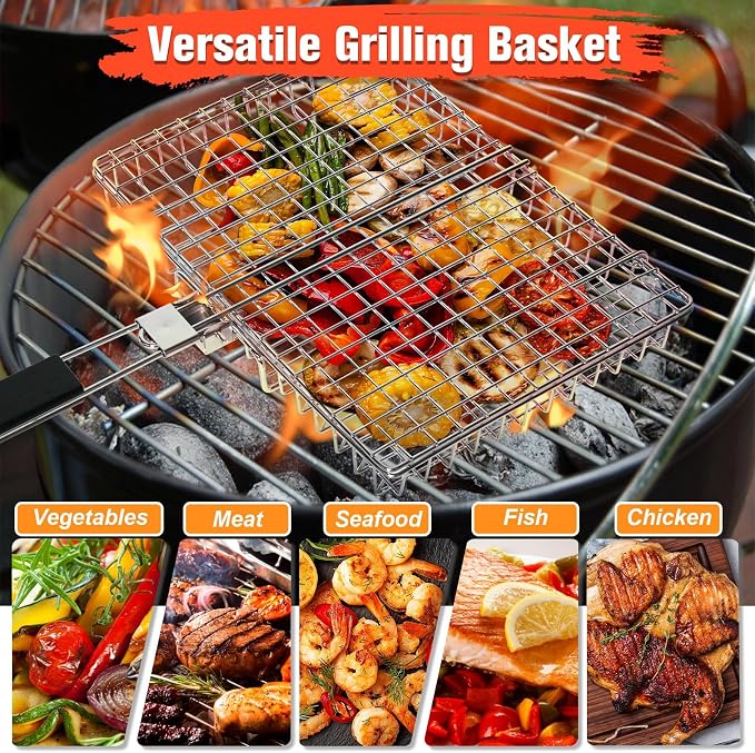 Grill Basket for Outdoor Grill, Stainless Steel Grilling Basket - Image 8