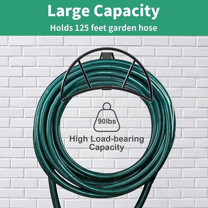 TomCare Garden Hose Holder Wall Mount Metal Water Hose Holder Holds 125Ft Hoses - Image 5