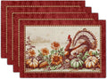 Giwawa 4PCs Thanksgiving Placemats 12x18 Inch Fall Harvest Turkey Autumn by Giwawa