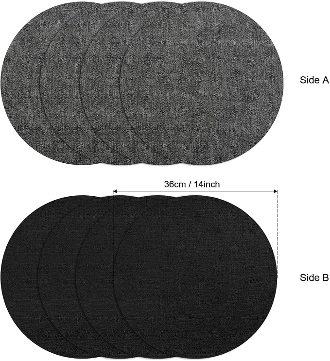 Myir JUN Round Placemats Dual Sided, Faux Leather Place Mats Set of 4 Indoor - Image 6