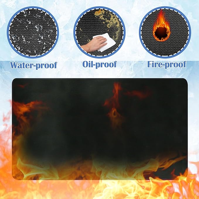 Grill Floor Mat 48 x 30 Inch Fiberglass Silicone Foldable