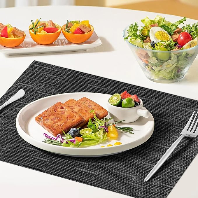 Table Mats Set of 8, Vinyl Table Place Mats Stain Resistant Foldable Placemats - Image 5