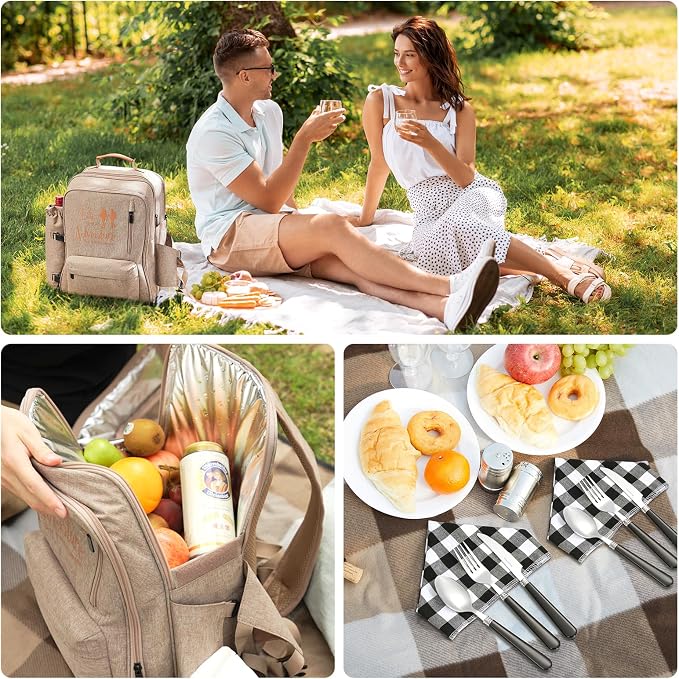 24L Insulated Picnic Basket Leak Proof Picnic Backpack - Image 6