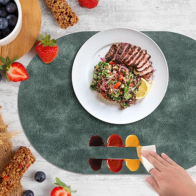 ADRIMER Placemats, Heat Resistant Oval Placemats Set of 4 Washable 12 x 17 Inch - Image 7