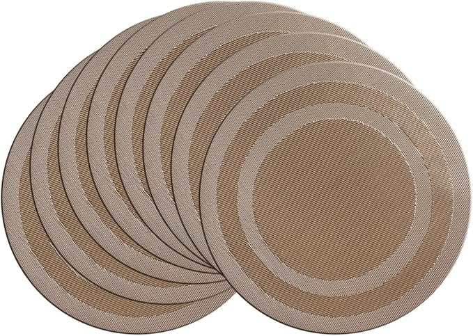PIGCHCY Round Placemat Set of 8 Vinyl Washable Kitchen 15 inch Table Placemats by PIGCHCY