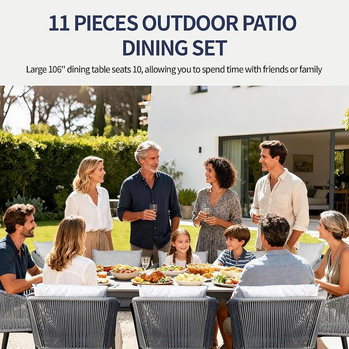 11 Pieces Patio Dining Set for 10 - Image 8
