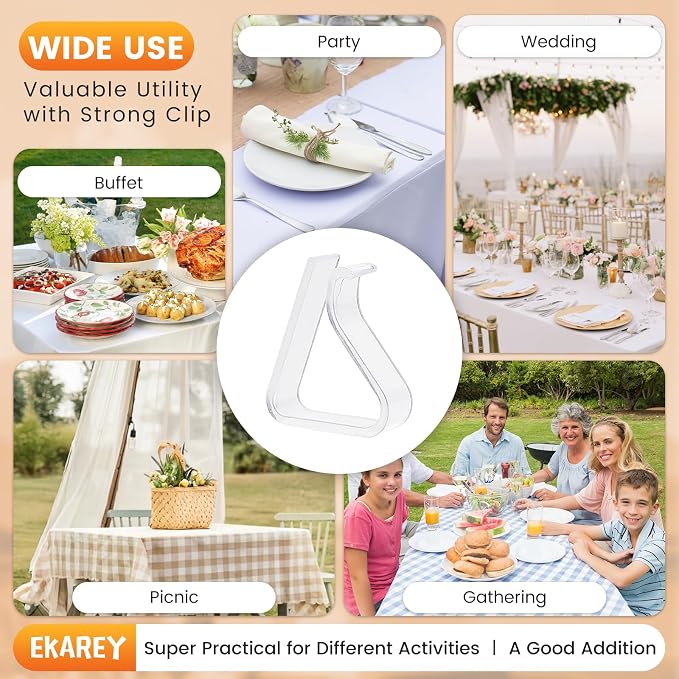 36 Pieces Clear Tablecloth Clips, Durable Plastic Table Cover Holders, - Image 3