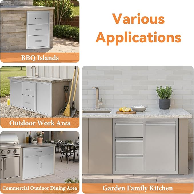 Jocisland Outdoor Kitchen Drawers 41.5" W×23" D×23" H Stainless Steel Drawers - Image 9