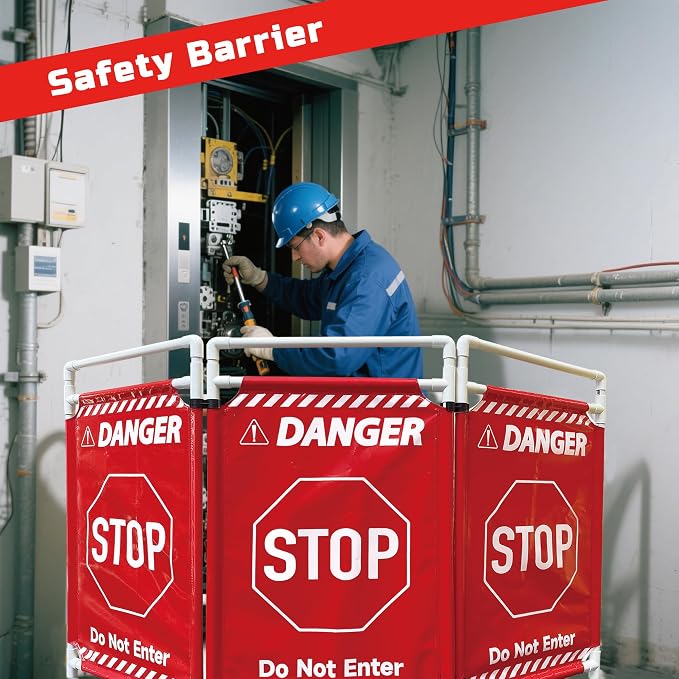 Safety Caution Barricade 3Panels Foldable Security Signs - Image 2