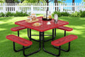 46" Square Picnic Table for Outside, Heavy Duty Metal Picnic Table Bench Set by HIMcup
