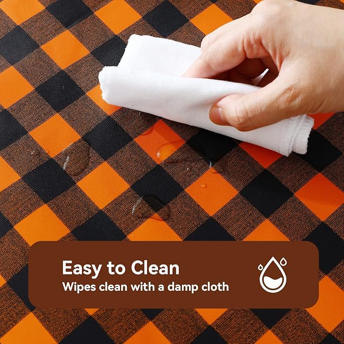 Romanstile Rectangle Vinyl Tablecloth, 100% Waterproof Buffalo Gingham Plastic - Image 2