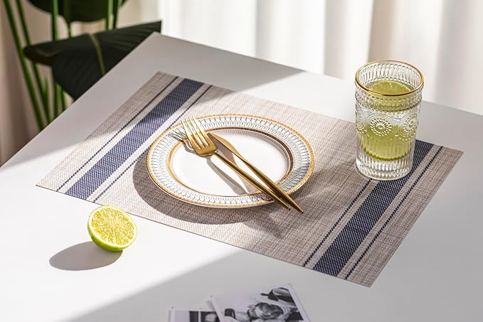 LEXMORE Placemats Set of 6 Vinyl/Plastic Woven Place Mats - Image 6