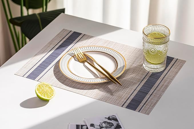 LEXMORE Placemats Set of 4 Vinyl/Plastic Woven Place Mats - Image 6