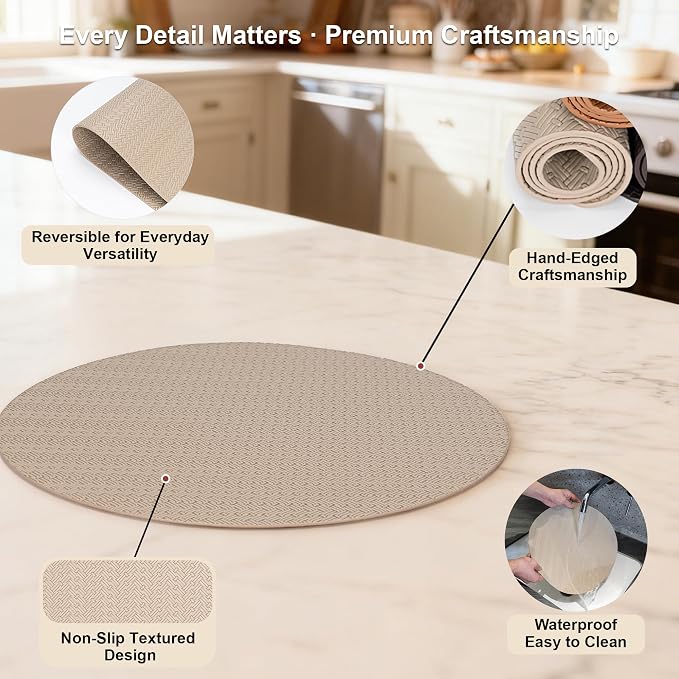 Round Faux Leather Placemats Set of 4 – 13 Inch Vinyl Table Mats, Heat Resistant - Image 5
