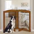 LZRS 2-Panel Freestanding Adjustable Wooden Dog Gate—30” Tall Foldable Pet by LZRSPET